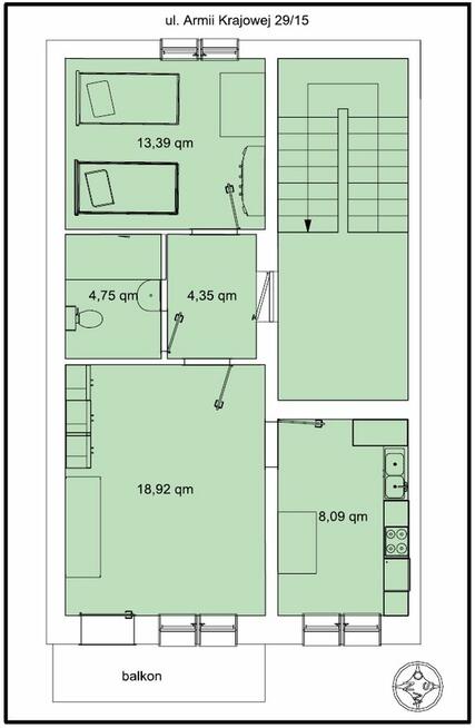 Ciche 2 pokoje z balkonem idealne dla pary lub pracującej
