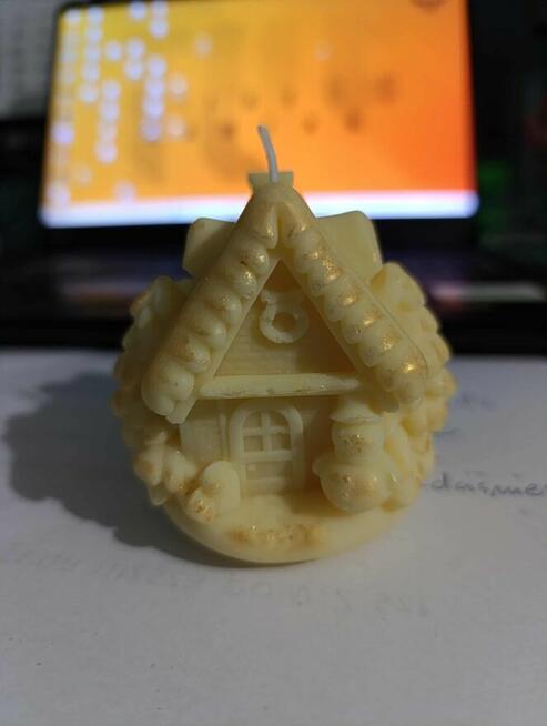 Domek świeczka ozdobna świąteczna sojowa