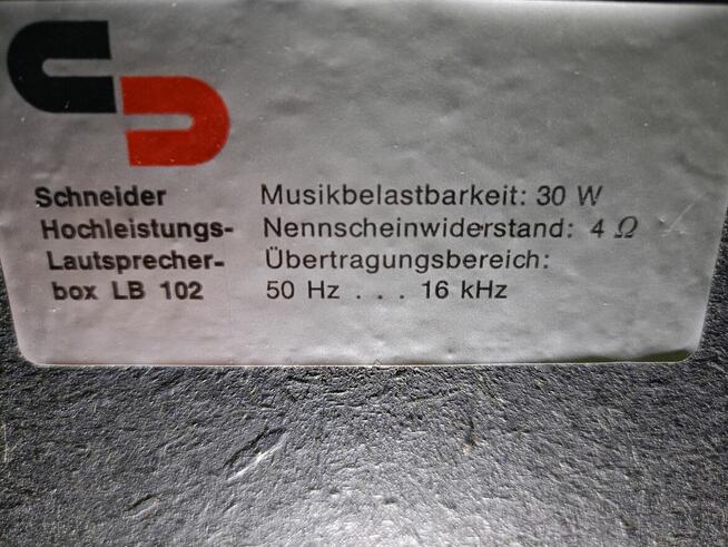 Zabytkowe Kolumny 4 Ohm Schneider Box LB 102 Vintage