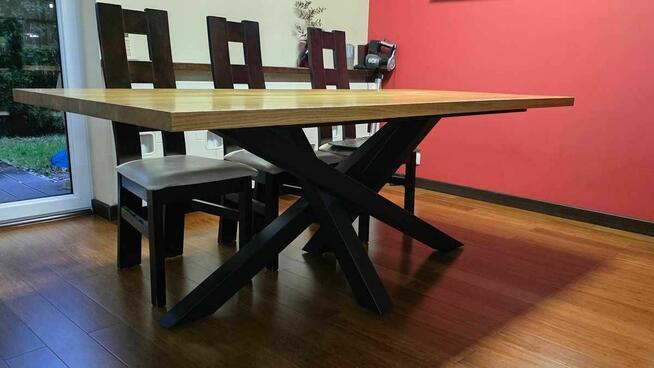 Stół dębowy 200x100 cm lite drewno dębowe nogi pająk