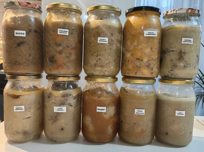 Obiady domowe wekowane w słoikach o pojemności 0,9l wysyłka