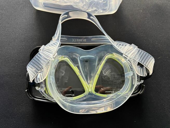 Maska Nurkowa Profesjonalna Vision, bezb silikon, żółta ramka
