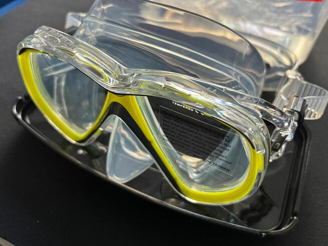 Maska Nurkowa Profesjonalna Vision, bezb silikon, żółta ramka