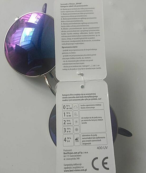 Okulary przeciwsłoneczne NEVE Okrągłe Lenonki niebieskie