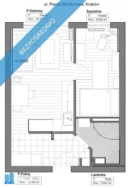 Do wynajęcia bezpośrednio mieszkanie dwu pokojowe