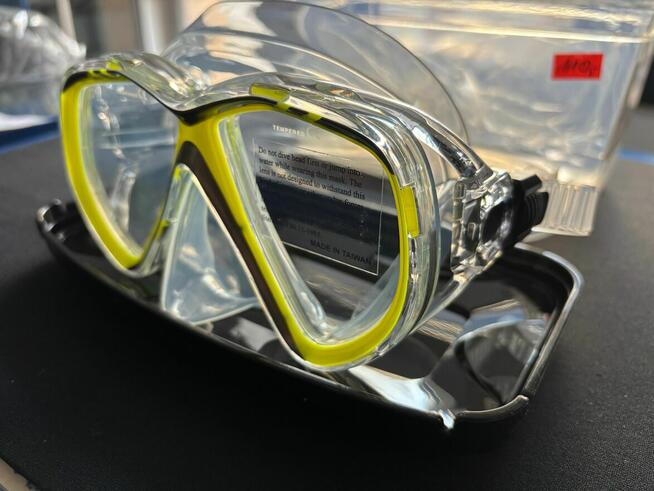 Maska Nurkowa Profesjonalna Vision, bezb silikon, żółta ramka