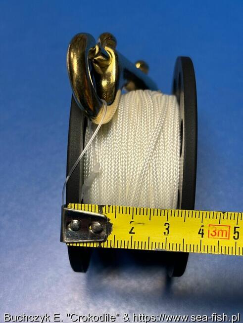 Szpulka 15 m linki z karabinkiem brąz do boji nurkowej