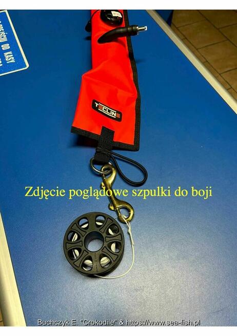 Szpulka 15 m linki z karabinkiem brąz do boji nurkowej