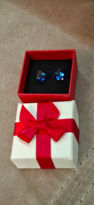 Kolczyki nowe srebrne kostki Bermuda Blue