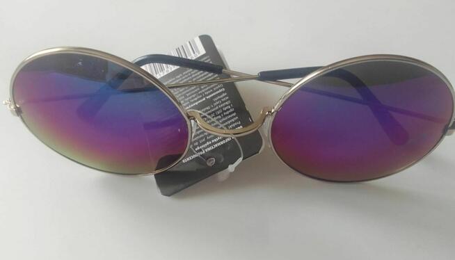 Okulary przeciwsłoneczne NEVE Okrągłe Lenonki niebieskie