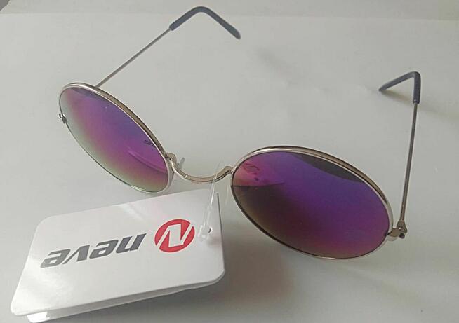 Okulary przeciwsłoneczne NEVE Okrągłe Lenonki niebieskie