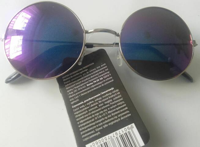 Okulary przeciwsłoneczne NEVE Okrągłe Lenonki niebieskie