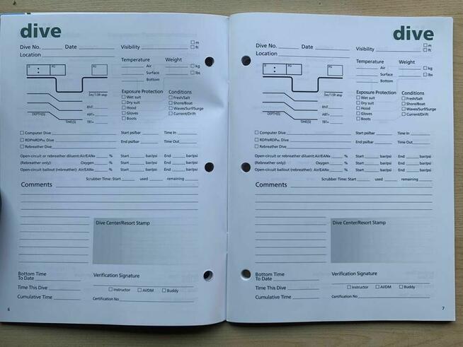 Log book – książka nurkowań Divers Log