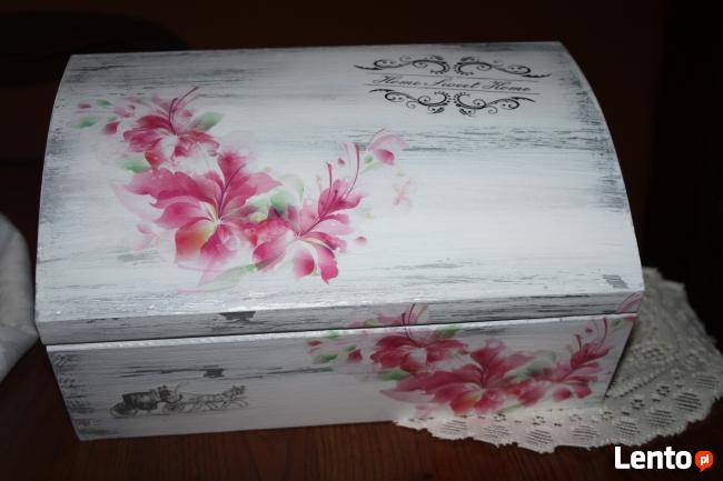 Szkatułka kuferek retro vintage decoupage rękodzieło
