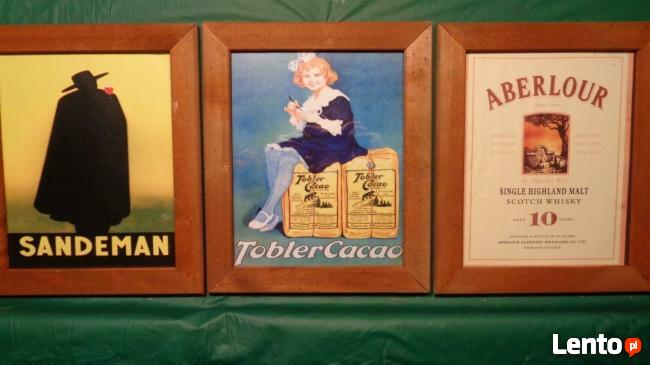 Sprzedam barową kolekcję obrazków w drewnianych ramkach