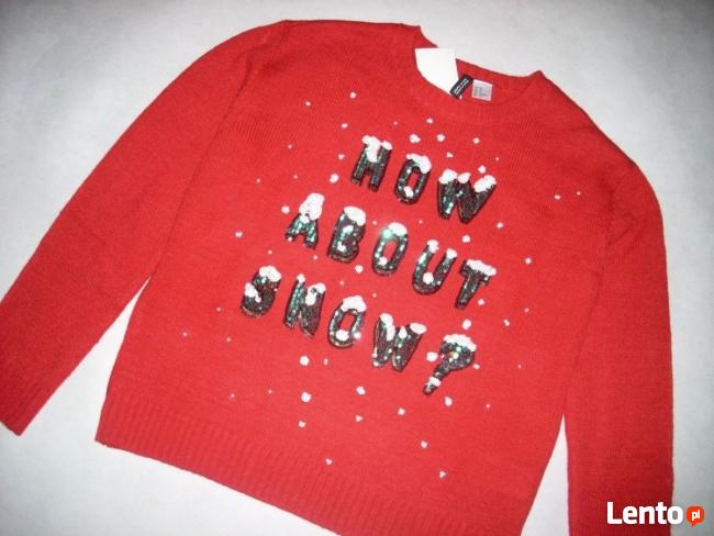H&M Uroczy Sweter ŚWIĘTA Cekiny NOWY 36 S XS