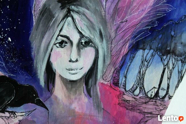 Obraz malowany na drewnie ANIOŁ MAGICZNY artystki A.Laube