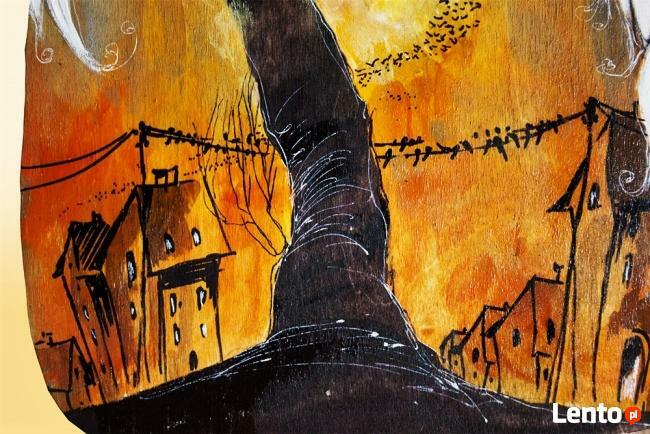 "ANIOŁ WĘDROWNYCH PTAKÓW" obraz namalowany na drewnie