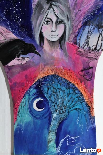 Obraz malowany na drewnie ANIOŁ MAGICZNY artystki A.Laube