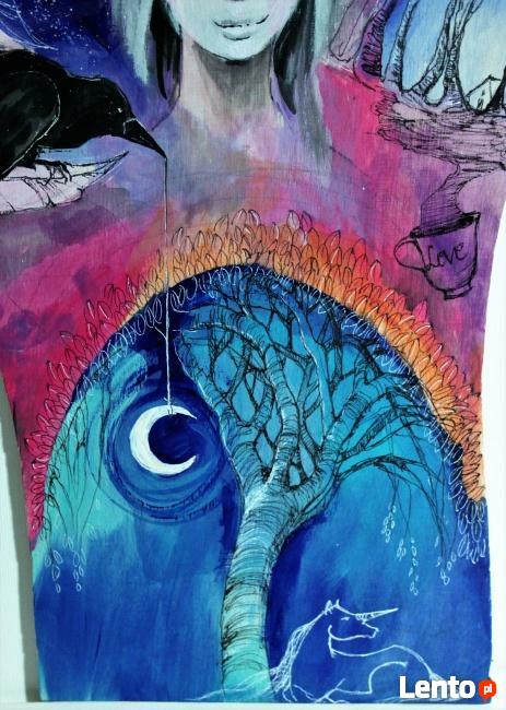 Obraz malowany na drewnie ANIOŁ MAGICZNY artystki A.Laube