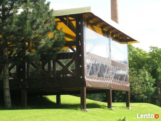 Przezroczysta osłona, kotara, roleta na taras z montażem