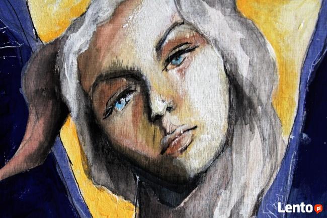 Anioł malowany na drewnie "ANIOŁ ZIEMI" artystki A. Laube