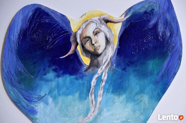 Anioł malowany na drewnie "ANIOŁ ZIEMI" artystki A. Laube