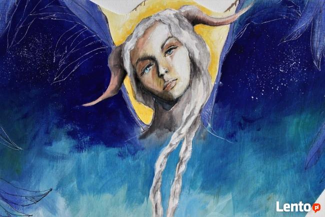 Anioł malowany na drewnie "ANIOŁ ZIEMI" artystki A. Laube