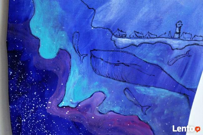 Anioł malowany akrylami na drewnie "ANIOŁ GŁĘBI OCEANU"
