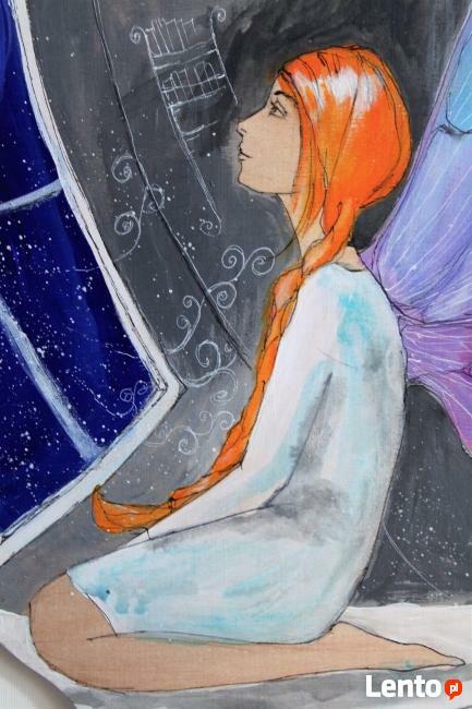 Anioł obraz na drewnie "ANIOŁ MARZEŃ" artystki A. Laube