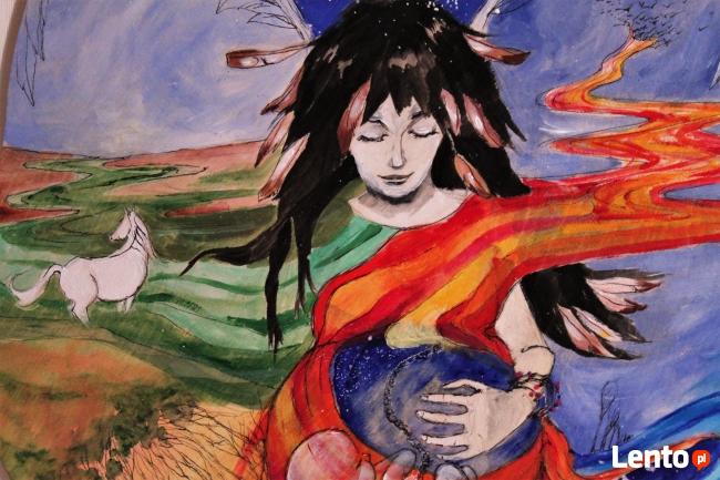 Anioł malowany na drewnie "ANIOŁ DOULI" artystki A. Laube