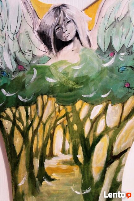 Obraz na drewnie "ANIOŁ PIERZASTY" artystki Adriany Laube