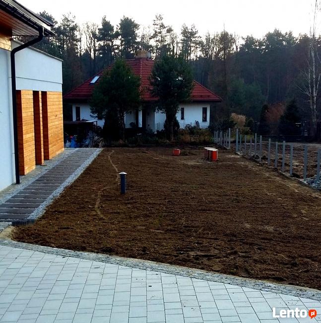 Wyrównanie terenu, Trawnik z siewu i rolki. OGRODNIK