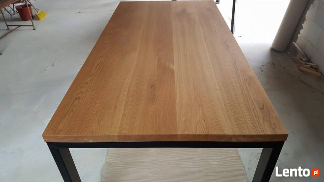 Stół dębowy 200 cm x 100 cm na nogach metalowych loft