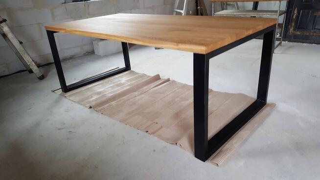 Stół dębowy 200 cm x 100 cm na nogach metalowych loft