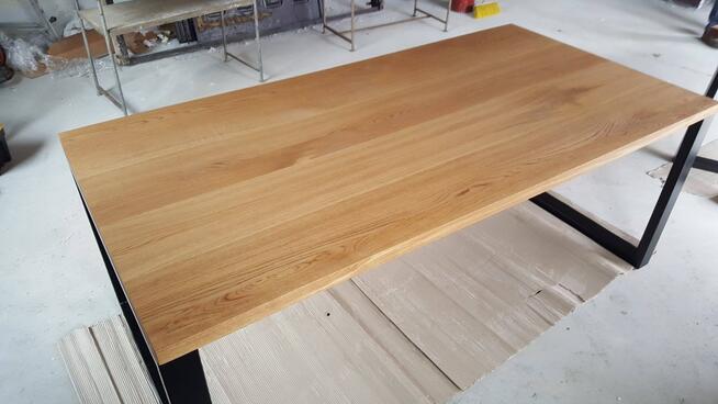 Stół dębowy 200 cm x 100 cm na nogach metalowych loft