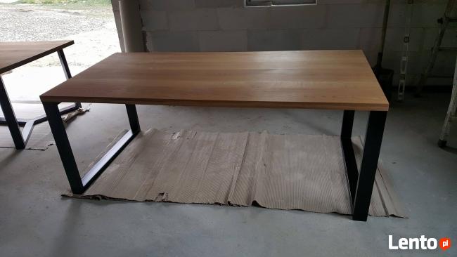 Stół dębowy 200 cm x 100 cm na nogach metalowych loft