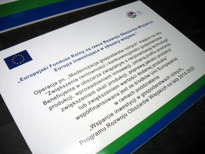 Tablica unijna informacyjna PROW 2014-2020 dotacje ARiMR eu