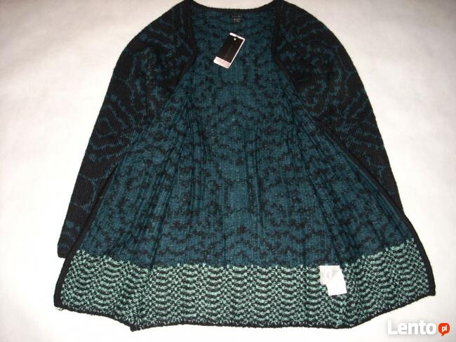 AMISU Ciepły Morski Sweter Długi Grubszy NOWY XS S