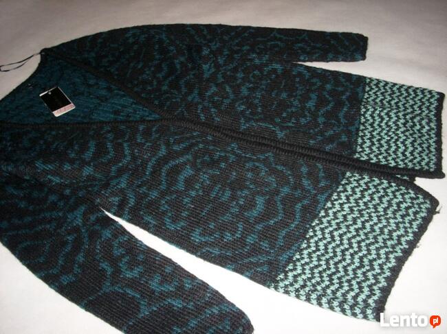 AMISU Ciepły Morski Sweter Długi Grubszy NOWY XS S