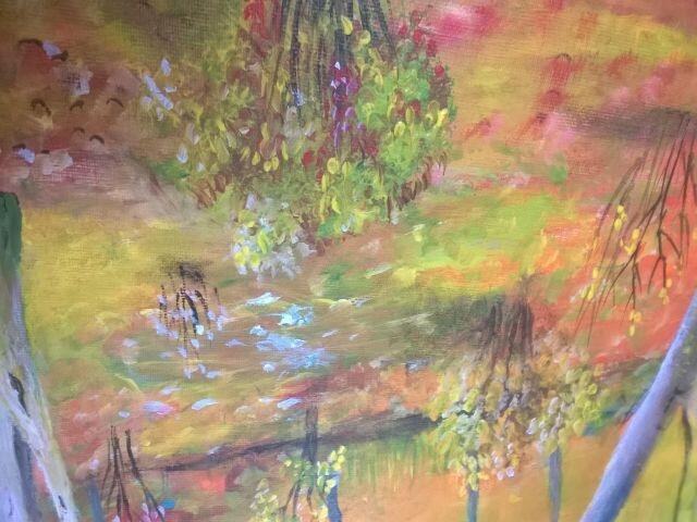 Pejzaż póżnej jesieni na płótnie.