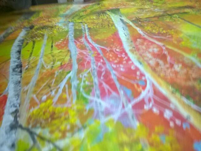 Pejzaż póżnej jesieni na płótnie.