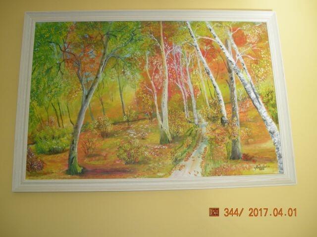 Pejzaż póżnej jesieni na płótnie.