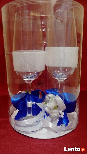 Ślub, wesele, kotyliony, zapinki, ozdoby na tort, kieliszki