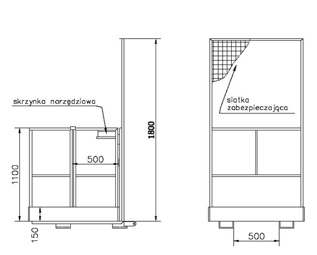 Platforma robocza PR80 na widły wózka widłowego 1200x800mm