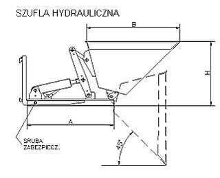 Szufla hydrauliczna na widły wózka pojemność łyżki 0,45m³