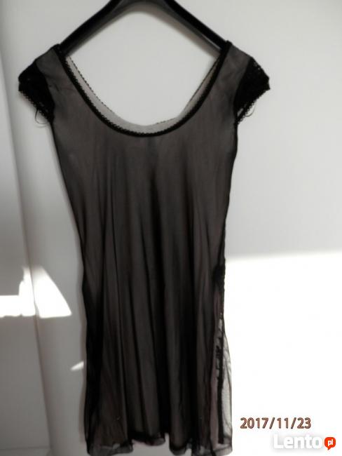 Sukienka HM Czarna Koronka Tiulowa Dopasowana Imprezowa XS