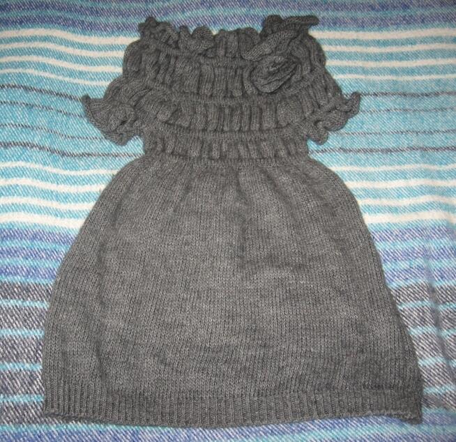 Szara sukienka na zimę, ok.116cm