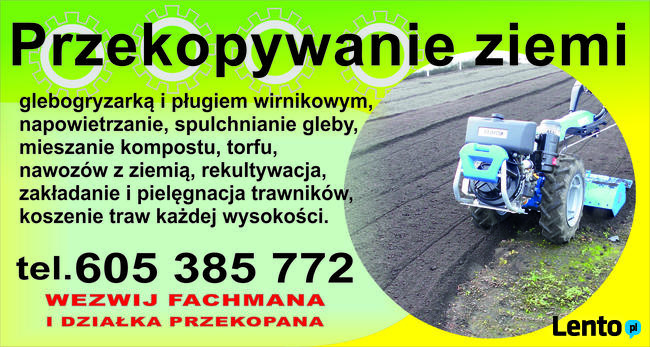 Usługi glebogryzarką ogródki działki łąki kwietne trawniki