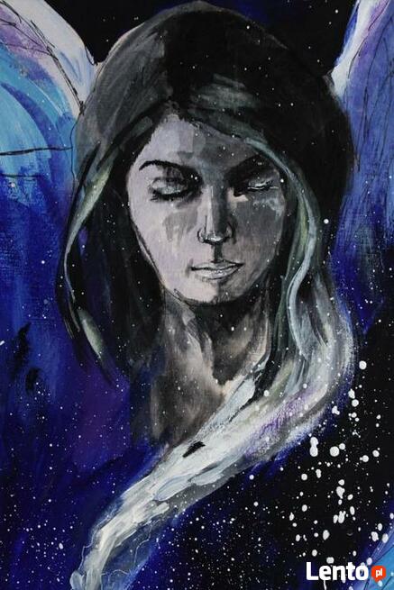 Obraz na drewnie ANIOŁ CZUWAJĄCY artystki Adriany Laube